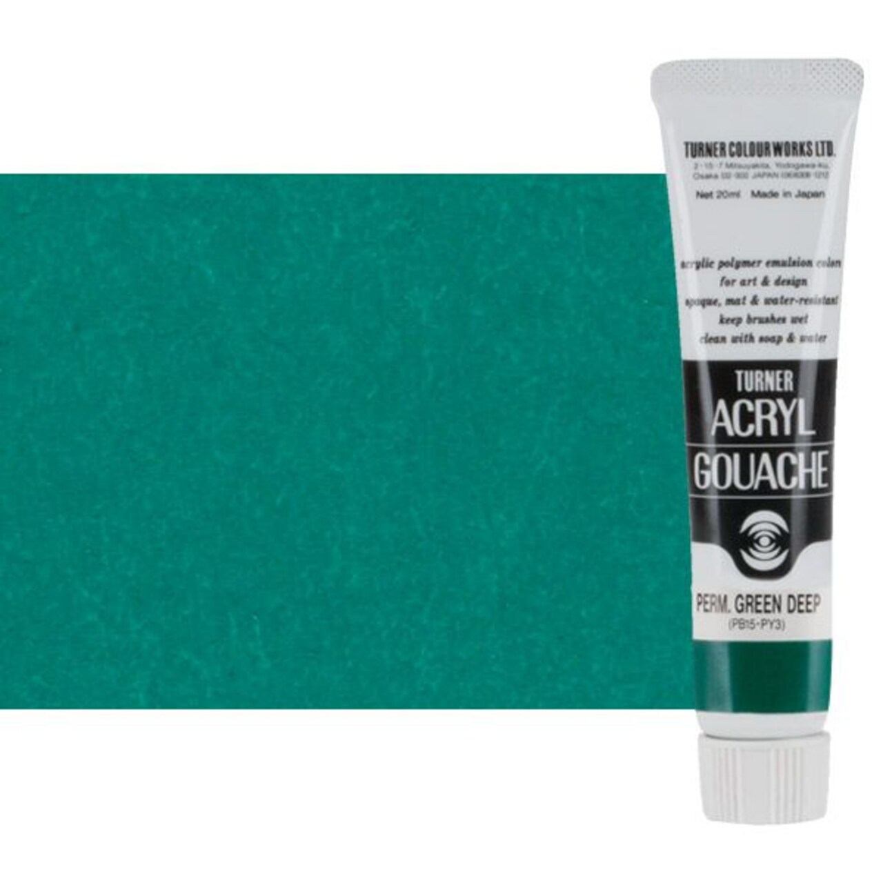 Turner Colour Works Acryl Gouache Artist Acrylic Paint - Single 20 ml Tube - Permanent Green Deep